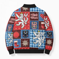 Czech Christmas Patchwork Bomber Puffer Jacket - Wonder Print Shop
