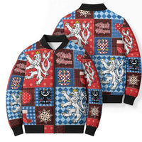 Czech Christmas Patchwork Bomber Puffer Jacket - Wonder Print Shop