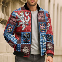 Czech Christmas Patchwork Bomber Puffer Jacket - Wonder Print Shop
