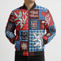 Czech Christmas Patchwork Bomber Puffer Jacket - Wonder Print Shop