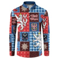 Czech Christmas Patchwork Button Sweatshirt - Wonder Print Shop