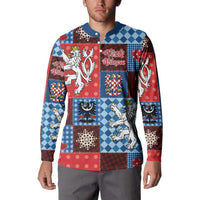 Czech Christmas Patchwork Button Sweatshirt - Wonder Print Shop