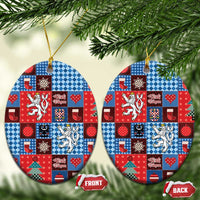 Czech Christmas Patchwork Ceramic Ornament - Wonder Print Shop