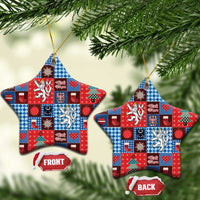 Czech Christmas Patchwork Ceramic Ornament - Wonder Print Shop