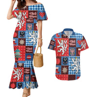 Czech Christmas Patchwork Couples Matching Mermaid Dress and Hawaiian Shirt - Wonder Print Shop