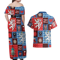 Czech Christmas Patchwork Couples Matching Off Shoulder Maxi Dress and Hawaiian Shirt - Wonder Print Shop