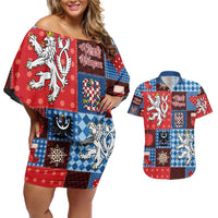 Czech Christmas Patchwork Couples Matching Off Shoulder Short Dress and Hawaiian Shirt - Wonder Print Shop