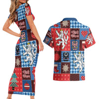 Czech Christmas Patchwork Couples Matching Short Sleeve Bodycon Dress and Hawaiian Shirt - Wonder Print Shop