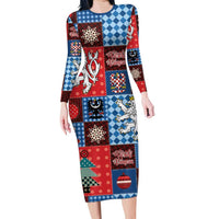 Czech Christmas Patchwork Family Matching Long Sleeve Bodycon Dress and Hawaiian Shirt - Wonder Print Shop
