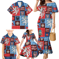 Czech Christmas Patchwork Family Matching Mermaid Dress and Hawaiian Shirt - Wonder Print Shop