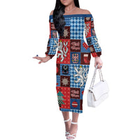 Czech Christmas Patchwork Family Matching Off The Shoulder Long Sleeve Dress and Hawaiian Shirt - Wonder Print Shop