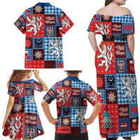 Czech Christmas Patchwork Family Matching Off Shoulder Maxi Dress and Hawaiian Shirt - Wonder Print Shop