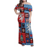 Czech Christmas Patchwork Family Matching Off Shoulder Maxi Dress and Hawaiian Shirt - Wonder Print Shop