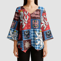Czech Christmas Patchwork Kimono Sleeve Blouse - Wonder Print Shop