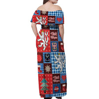 Czech Christmas Patchwork Off Shoulder Maxi Dress - Wonder Print Shop