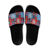 Czech Christmas Patchwork Slide Sandals - Wonder Print Shop