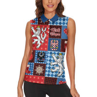 Czech Christmas Patchwork Women Sleeveless Polo Shirt - Wonder Print Shop