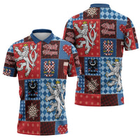 Czech Christmas Patchwork Zipper Polo Shirt - Wonder Print Shop