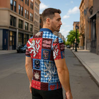Czech Christmas Patchwork Zipper Polo Shirt - Wonder Print Shop