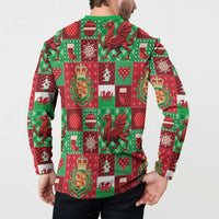 Wales Christmas Patchwork Button Sweatshirt - Wonder Print Shop