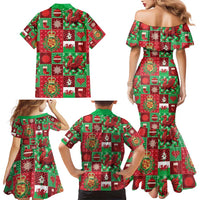 Wales Christmas Patchwork Family Matching Mermaid Dress and Hawaiian Shirt - Wonder Print Shop