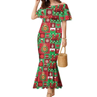 Wales Christmas Patchwork Family Matching Mermaid Dress and Hawaiian Shirt - Wonder Print Shop