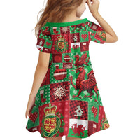 Wales Christmas Patchwork Family Matching Off Shoulder Short Dress and Hawaiian Shirt - Wonder Print Shop