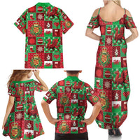 Wales Christmas Patchwork Family Matching Summer Maxi Dress and Hawaiian Shirt - Wonder Print Shop