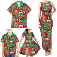 Wales Christmas Patchwork Family Matching Tank Maxi Dress and Hawaiian Shirt - Wonder Print Shop