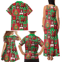 Wales Christmas Patchwork Family Matching Tank Maxi Dress and Hawaiian Shirt - Wonder Print Shop