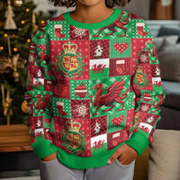 Wales Christmas Patchwork Kid Ugly Christmas Sweater - Wonder Print Shop