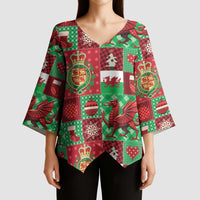 Wales Christmas Patchwork Kimono Sleeve Blouse - Wonder Print Shop