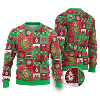 Wales Christmas Patchwork Ugly Christmas Sweater - Wonder Print Shop