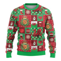Wales Christmas Patchwork Ugly Christmas Sweater - Wonder Print Shop