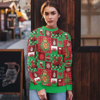 Wales Christmas Patchwork Ugly Christmas Sweater - Wonder Print Shop
