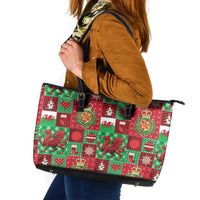 Wales Christmas Patchwork Leather Tote Bag - Wonder Print Shop