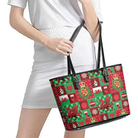 Wales Christmas Patchwork Leather Tote Bag - Wonder Print Shop
