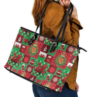 Wales Christmas Patchwork Leather Tote Bag - Wonder Print Shop