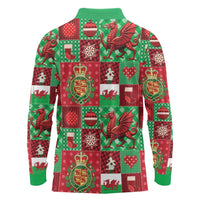Wales Christmas Patchwork Long Sleeve Polo Shirt - Wonder Print Shop