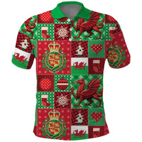 Wales Christmas Patchwork Polo Shirt - Wonder Print Shop