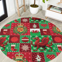 Wales Christmas Patchwork Round Carpet - Wonder Print Shop