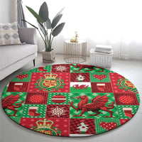Wales Christmas Patchwork Round Carpet - Wonder Print Shop
