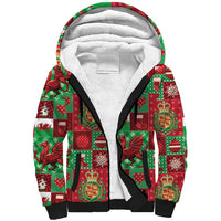 Wales Christmas Patchwork Sherpa Hoodie - Wonder Print Shop