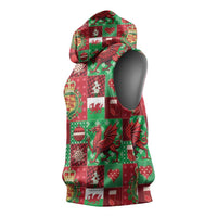 Wales Christmas Patchwork Sleeveless Hoodie - Wonder Print Shop
