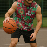 Wales Christmas Patchwork Sleeveless Hoodie - Wonder Print Shop