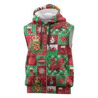 Wales Christmas Patchwork Sleeveless Zip Hoodie - Wonder Print Shop