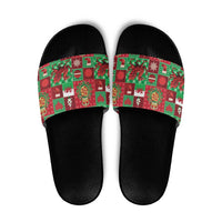 Wales Christmas Patchwork Slide Sandals - Wonder Print Shop