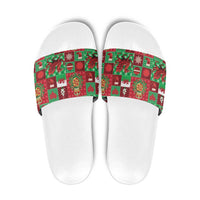 Wales Christmas Patchwork Slide Sandals - Wonder Print Shop
