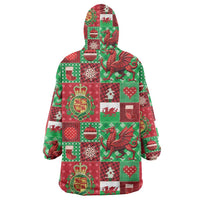 Wales Christmas Patchwork Wearable Blanket Hoodie - Wonder Print Shop