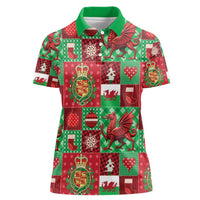 Wales Christmas Patchwork Women Polo Shirt - Wonder Print Shop
